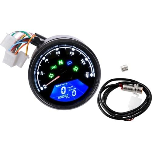 Motorcycle Speedometer Odometer Digital for 2,4 Cylinders 6-Gear 12000 RPM