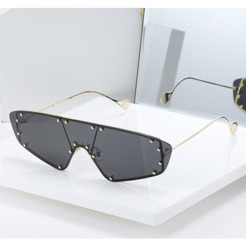 DENISA Luxury Brand Irregular Fashion Sunglasses 2021 Ocean Color Retro Sunglasses Rivet Decoration Metal Frame UV400 G2133