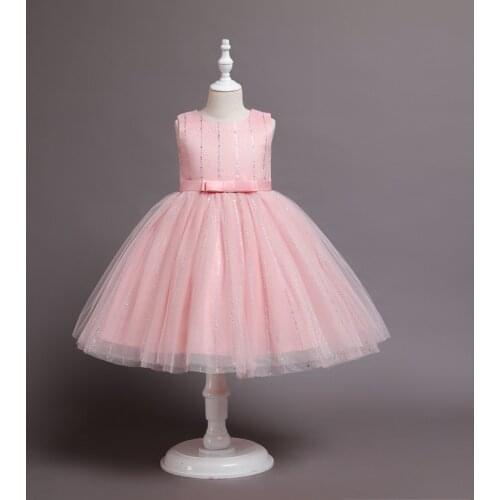 Kids Dresses For Girls Elegant Sequins Bow Wedding Dress Children Evening Party Lace Princess Ball Gown Girls Clothing 3-10 Y