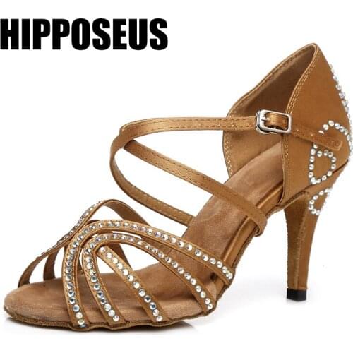 Hipposeus New Women Dance-Shoes Latin Salsa Ballroom Dancing Shoes Girls Female Tango Soft Sole Modern Party Sandals Dance Shoes