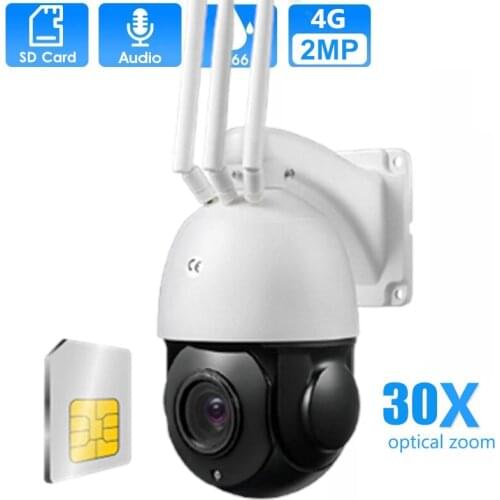 3G 4G 1080P PTZ IP Camera Dome Outdoor 30X Optical Zoom Motion Detect H.265 P2P Audio 2MP 5MP IR 80m Camhi Security CCTV Camera