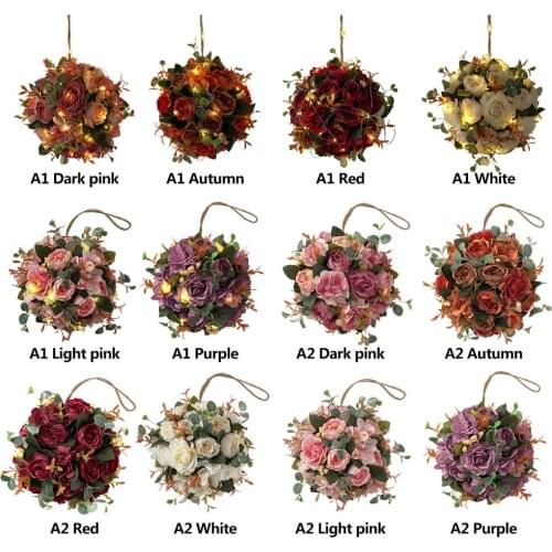 Artificial Silk Hydrangea Flower Outdoor Simulation Peony With Light Home Decor 20CM Photography Props Party Decoration Pendant