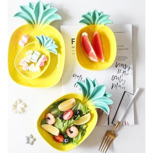 Irregular Pineapple Shape Cactus Ceramic Salad Plate Cute Plant Breakfast Bowl Nordic Fruit Snack Dessert Tray Dishes Tableware