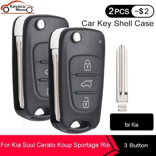KEYECU 2pcs Replacement for Kia Soul Cerato Koup Sportage Rio Sorento 2010 2011 2012 2013 2014 Remote Key Shell Case Fob HYN10R