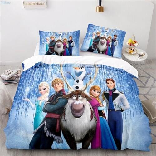 Boys Girl Digital Printing Disney Frozen 3d Bedding Set Cartoon Children Comforter Cover Bed Linen Bedclothes Single Double Size