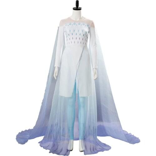 Queen Princess Cosplay Elsa Costume Ahtohallan Cave Snow Flake Cosplay White Dress Uniform Outfit Halloween Costume