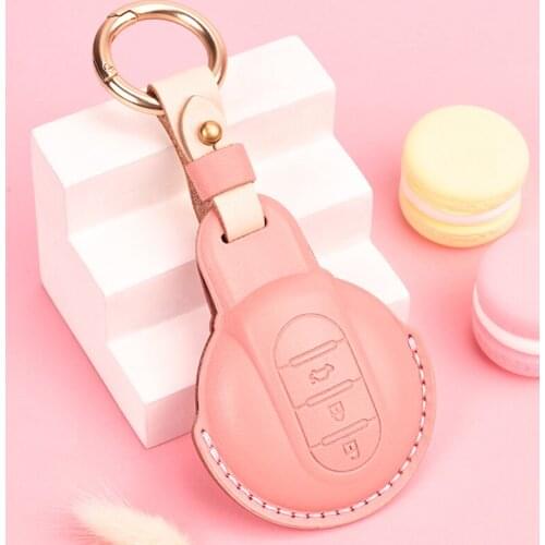 Leather Car Key Case Cover for BMW MINI COOPER S ONE JCW F54 F55 F56 F57 F60 CLUBMAN COUNTRYMAN Keychain Accessories Lady Gift