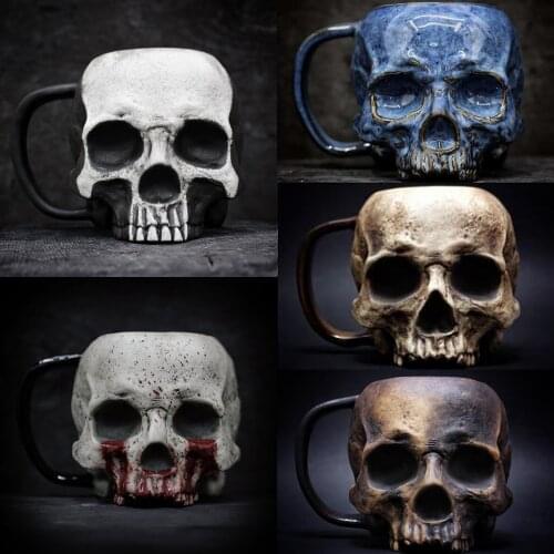 Skull Mug Beer Tankard Coffee Mug Tea Water Cup Halloween Bar Drinkware Decoration Creative Ornaments Gothic Home Collectibles