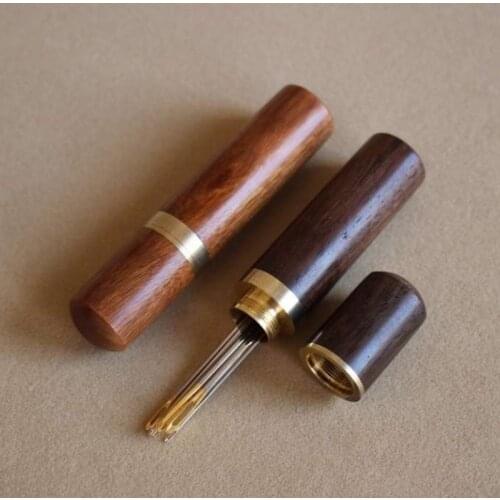 Multifunction Rosewood Wood Toothpick Holder Box Needle box Bucket Case Hiking Portable Craft Handmade Gift Indoor Outdoor Use