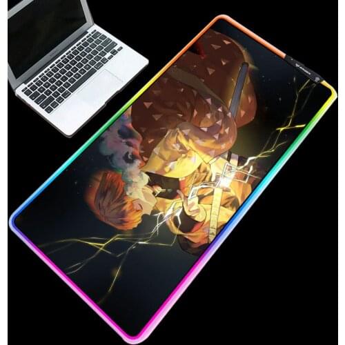 Mairuige Multi-size Anime Cool Mouse Pad LED Light Lighting Desk Mat Lightning Pattern Background RGB Keyboard Pad