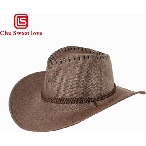 Men Cowboy Hat Cool Western Cowboy Hats Sun Visor Cap Women Travel Performance Hats Cowboy Gentleman Curling Visor Sun Hats