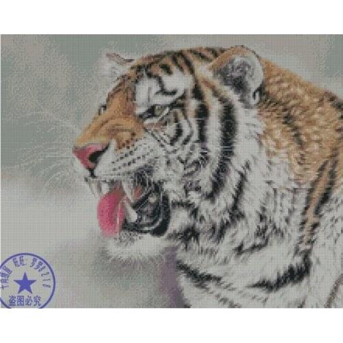 FREE delivery hot selling Top Quality counted cross stitch kit tiger jaguar roar
