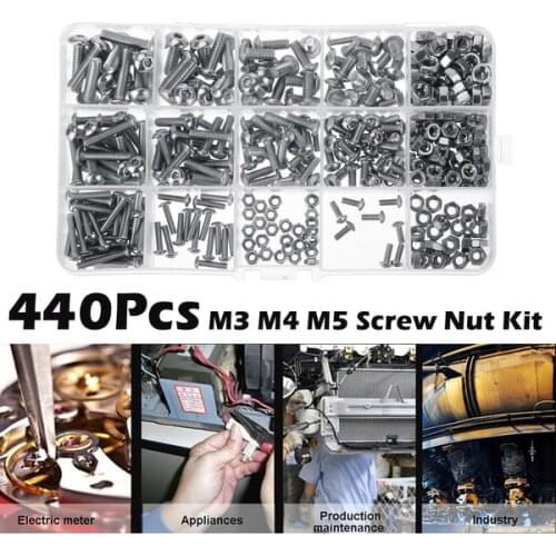 440pcs Screws and Nuts Set Stainless Steel Hex Socket Head Cap Screw Nut Tool Box screw screw set cam lock fittings