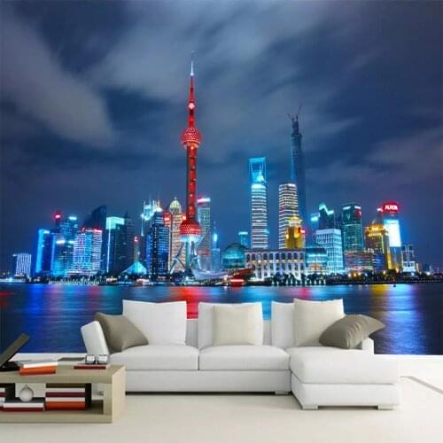 Custom Mural Wallpaper 3D City Night Landscape Photo Wall Murals Living Room TV Sofa Study Room Background Wall Painting Fresco