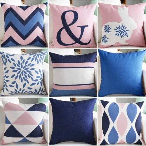 Geometry Solid Color Pillow Case Throw Pillowcase Cotton Linen Printed Pillow Covers For Office Home Textile