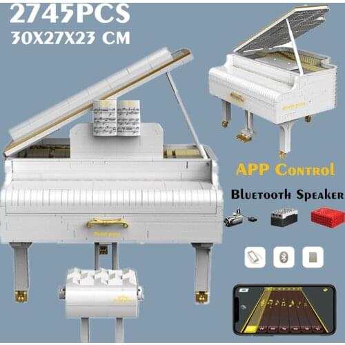 New 2436PCS APP Control Electric Bluetooth GRAND PIANO Speaker Ideas Toy Technical Building Block Bricks Kid Gift