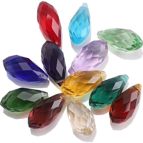 ZHUBI New Arrival Droplet Beads DIY 10*20/12*25mm Faceted Glass Teardrop Jewelry Making Supplies Crystal Pendant Wholesale