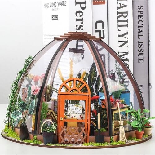 New Wooden Dollhouse Miniature Furniture With LED Kits Starry Sky Flower Casa Doll Houses DIY Assemble Toys Kids Adults Gifts