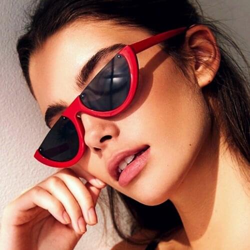 New Cat Eye Ladies Sunglasses Women Luxury Semi-Rimless Sun Glasses Fashion Cateye Designer Eyewear