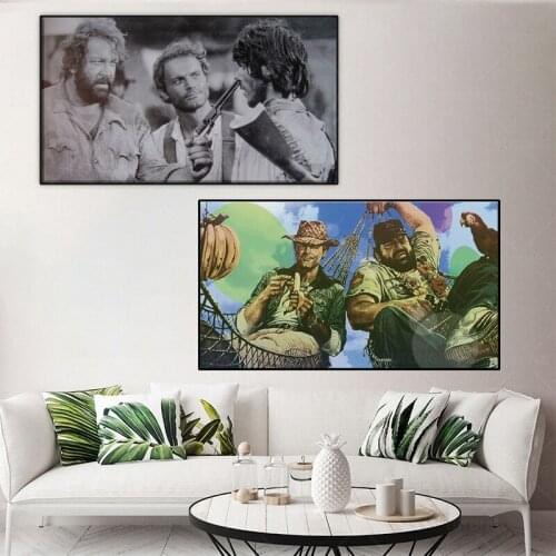 Old Movies Artwork Terence Hill Bud Spencer Canvas Poster Print Wall Art Pictures for Bedroom Living Room Library Office Home De