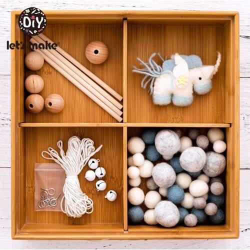 LetS Make 1set Wool Ball Stroller Soft Infant Crib Bed Stroller Toy Baby Toys Cartoon Animal DIY Combination Baby Rattles Bead