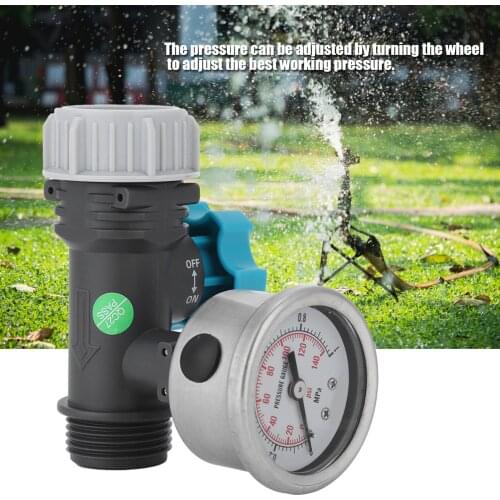 G3/4in Adjustable Water Pressure Reducing Maintaining Regulator Valve with Pressure Reducer Gauge Garden Irrigation Controller