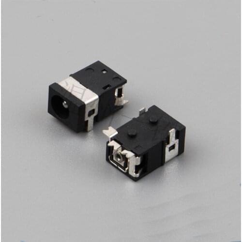 SMT DC power socket headless patch high temperature three-legged silver plated column DC audio socket