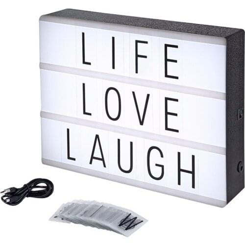 A4 LED Night Light Box DIY Letter Combination Lightbox Message Board 96Pcs Letter Box Sign Cinemaic Lightbox Cinema Night Lamp