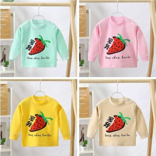6 9 12 Month Baby Clothes Autumn Girls Bottoming Shirt Print Strawberry Girls' Tops One Piece Children Home Wear Boys T Shirts
