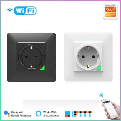 WIFI Tuya Smart Plug EU Standard Smart Home 16A Wall Socket Timer Function Smart Life APP Voice Control Work With Alexa Google