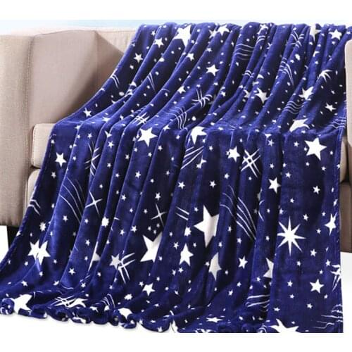 Bright stars bedspread blanket 200x230cm High Density Super Soft Flannel Blanket to on for the sofa/Bed/Car Portable Plaids