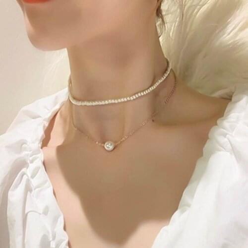 BLUELANS Women Girl Double Layer Faux Pearl Pendant Clavicle Chain Necklace Party Jewelry joyas moda 2020 бижутерия свадебная