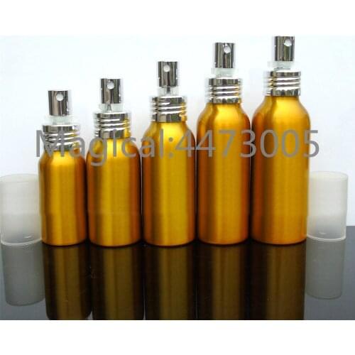 1-2pcs 30/50/60/80/100 ml Aluminum gold empty spray bottle Fine Mist Refill cosmetic spray jar Sample travel subpackage bottles