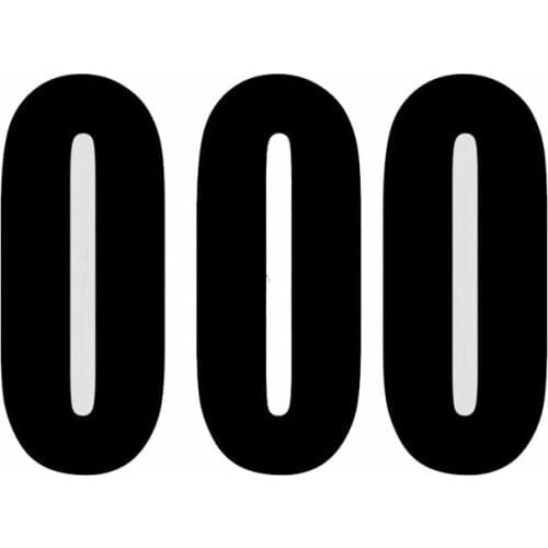 130mm*60mm(each) Set 3x Sticker Vinyl Decal Bike Door Wheelie Bin Number 0 Car Stickers