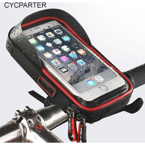 7.0 inch Waterproof Bike Phone Holder Stand Motorcycle Handlebar Mount Bag Case Universal Phone Mount Bicycle Cell Phone Bracket