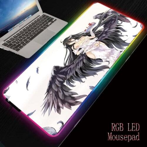 Mairuige Overlord Anime RGB Gaming Large Mouse Pad Gamer Led Computer Mousepad Big with Backlight Carpet for Keyboard Desk Mat