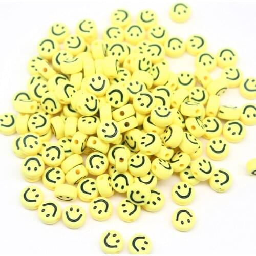 73pcs 10g Yellow Smiley Beads Acryl Smiley Face Spacer Loose Beads for Jewelry Making DIY Handmade Garment Accessories