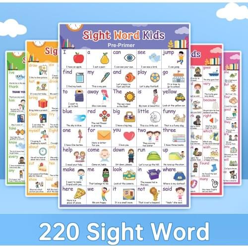 Pre K 1st 2nd 3rd Grade Kids Learning 220 English Sight Words Poster Educational Classroom Supplies Decoration Posters