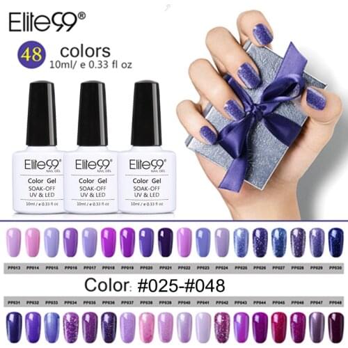 Elite99 10ml Newest Purple Series UV Gel Top Base Coat Needed Nail Art Design Gel Lacquer Long Lasting Fashion Color Nail Polish