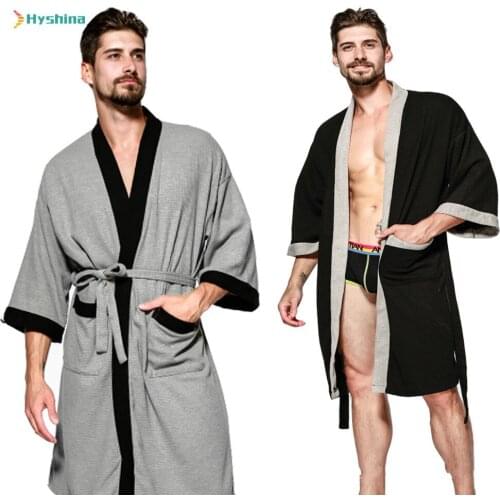 Cotton Mens Waffle Gowns Bathrobes Steam Sauna Bathrobes Towels