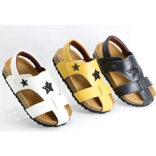 Summer Boys Sandals Toddler Kids Flat Heels Corks Shoes Hook&Loop Design 2021 New Arrival 1-3-12 Years Old Teenagers