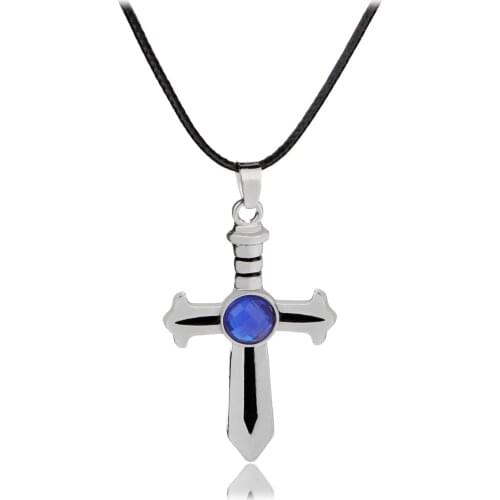 Fairy Tails Pendant Anime classy Blue Crystal Cross Necklace New Style Fairy Tail Chocker Jewelry