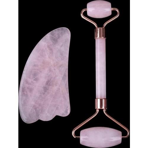2 in 1 Green Roller and Gua Sha Tools Set by Natural Jade Scraper Massager Eye Face Neck Thin Lift Relax Slimming Tools AACAR