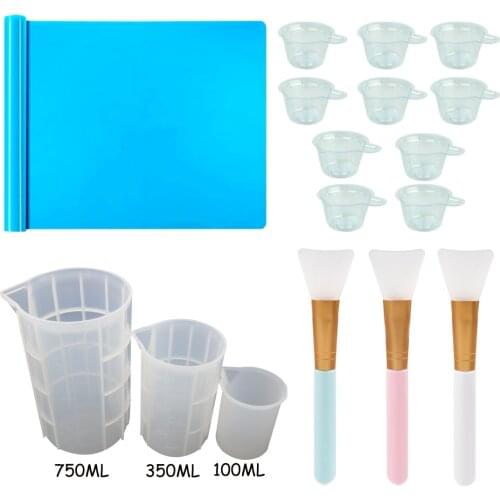 100-750ML Making Tool Kit Silicone Measuring Cup Dropper Stirring Stick Split Cups UV Epoxy Resin Mould Casting Handmade Making