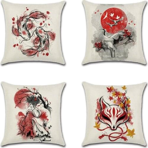 Japanese-style Cartoon Cushion Cover 45*45 Pillowcase Sofa Cushions Pillow Cases Super Soft Short Plush Pillow Covers Home Decor