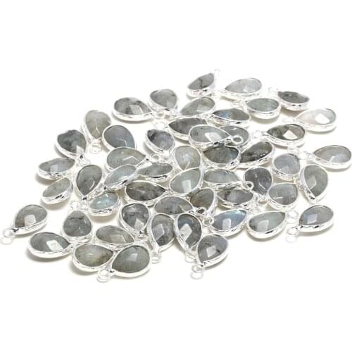 New 5pcs Natural Stone Water Drop Shape Section Flash Labradorite Pendants for Jewelry Making DIY Necklace Size 10x14mm