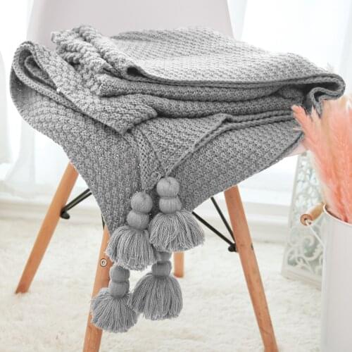 170*130cm Knitted Blanket 100% Cotton Tassel Baby Blankets Mantas Newborn Sofa Throw Blankets Bedspread Thread Blanket