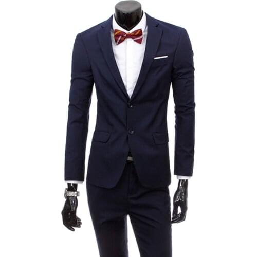 Jacket Pants 2021 Groom Wedding Dress Fashion Men Two Buttons Suits Male Pure Color Casual Business Blazer 2 Piece Set