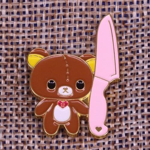 Teddy bear with Knife Lapel Pin Enamel pin