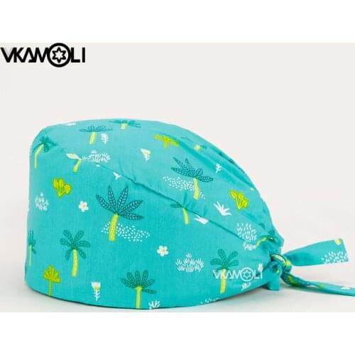 Sweat-absorbent laboratory pet grooming Scrub Cap cotton Multicolor Cartoon print hat adjustable beauty salon nursing cap